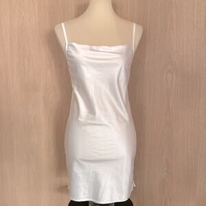 Heiress Beverly Hills White Satin Slip Mini Dress in XS
